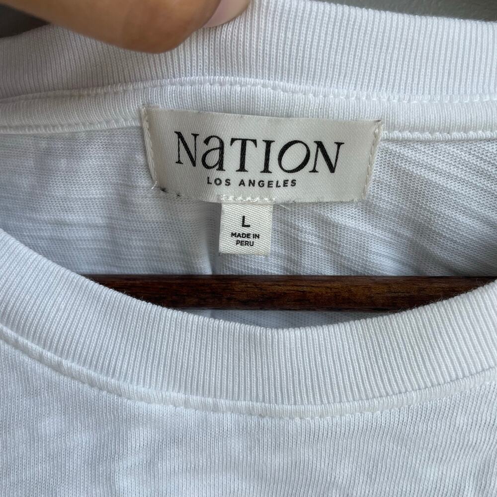 Nation LA Paola Shirt Puff Sleeve Short Sleeve Top 100% cotton size L - Picture 5 of 12